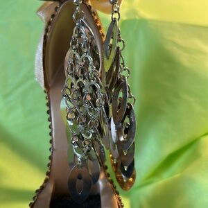 Long dangly silver earrings